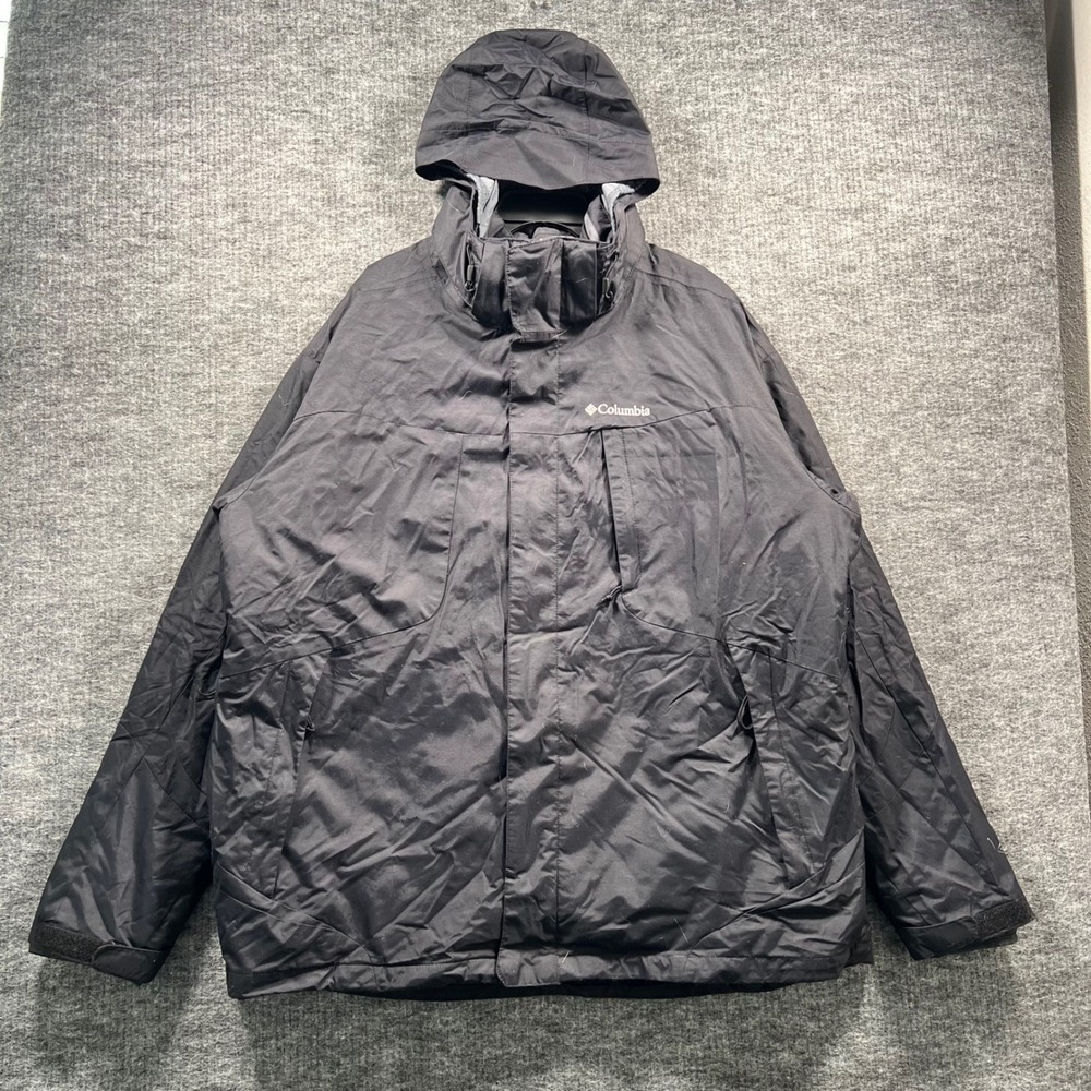 Columbia Interchange Jacket Mens XXL Black Hooded Full Zip Shell